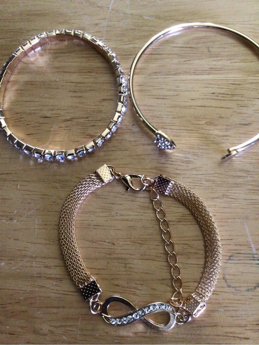 Gold Infinity Mesh Bracelet with Crystal Accents - Women Jewelry